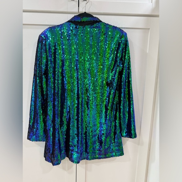 Boohoo Sequin Tailored Blazer⨠Size 4
ππ Iridescent green and blue sequins NWT - Picture 11 of 11
